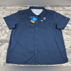 NWT Columbia PFG Dallas Cowboys Men's Slack Tide Fish Flag Short Sleeve Size XXL